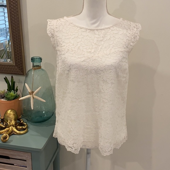 Monteau Tops - Monteau Lace Top White size Large